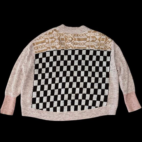Anthropologie x Pilcro Mash-Up Cardigan Sweater Patchwork Star Checkered Sz S - Picture 5 of 9